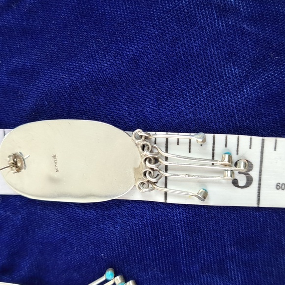 Vintage Native American Multi Stone On Sterling Silver Dangle Earrings Post - Picture 12 of 16